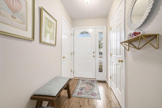 foyer entrance featuring wood finished floors