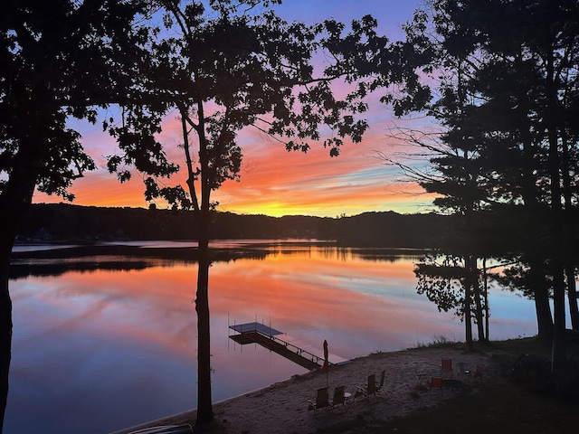 property view of water featuring a boat dock