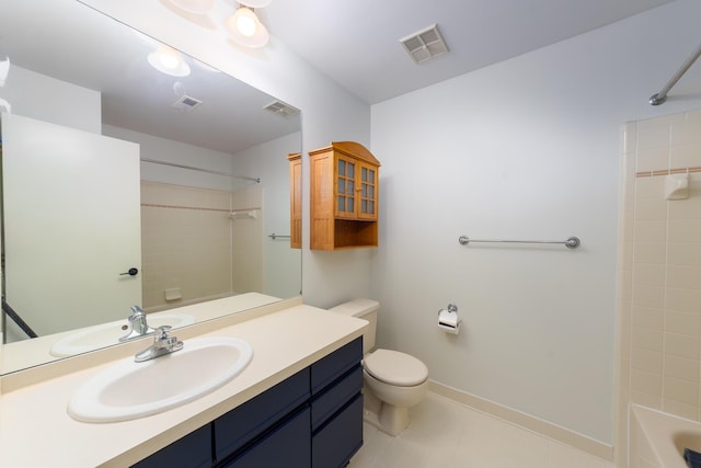 21082 Boulder Cir, Northville, MI 48167 - bathroom featuring visible vents, toilet, and shower / washtub combination