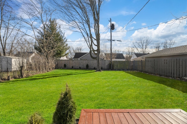 view of yard featuring a fenced backyard