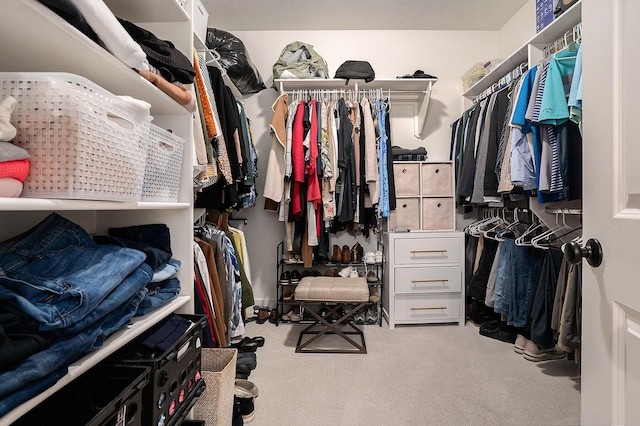 spacious closet with carpet