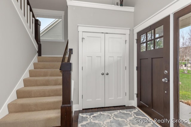 7313 Valhalla Dr, Hudsonville, MI 49426 - foyer with stairs and wood finished floors