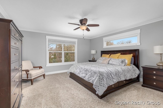 7313 Valhalla Dr, Hudsonville, MI 49426 - bedroom with crown molding, multiple windows, light carpet, and baseboards