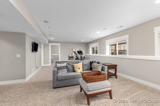 7313 Valhalla Dr, Hudsonville, MI 49426 - living area featuring baseboards, recessed lighting, and carpet floors
