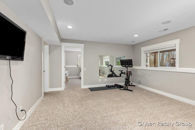 7313 Valhalla Dr, Hudsonville, MI 49426 - workout room with recessed lighting, carpet floors, and baseboards