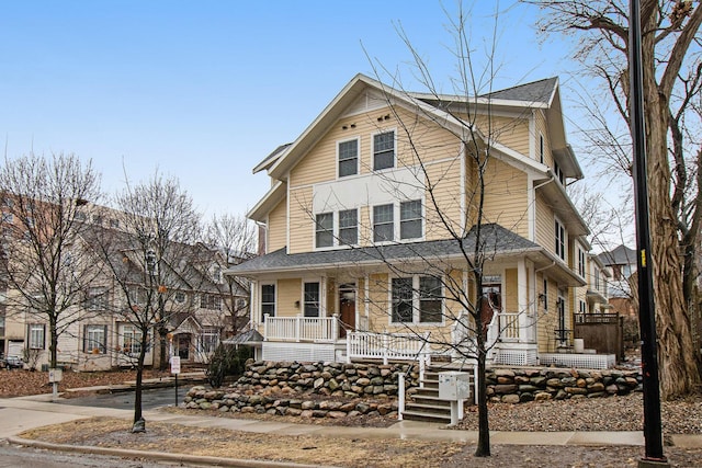 view of front of home featuring covered porch