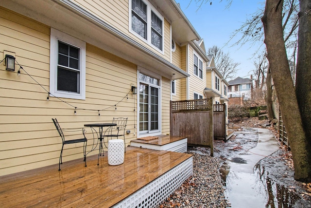 exterior space featuring a wooden deck