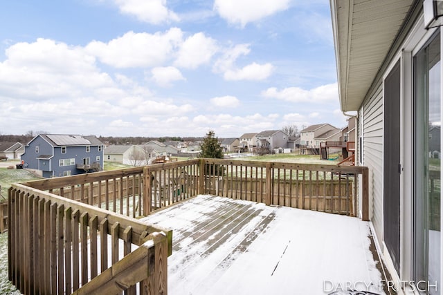 deck with a residential view