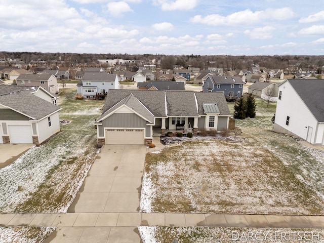 aerial view with a residential view