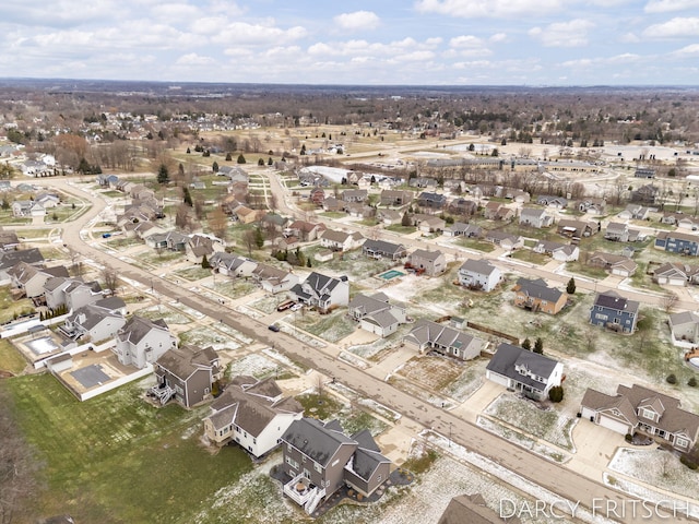 bird's eye view with a residential view