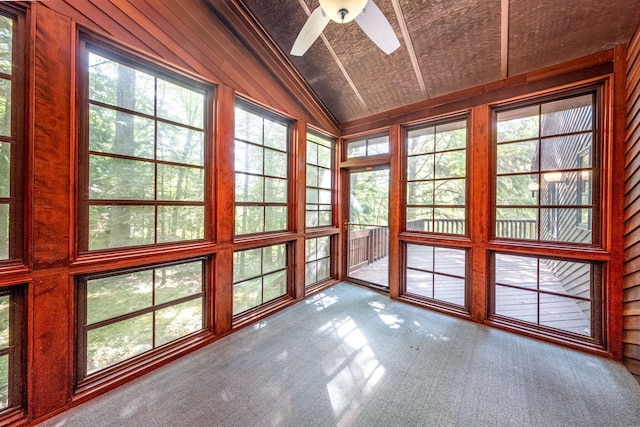 3075 Mineral Springs Trl, Mount Pleasant, MI 48858 - unfurnished sunroom featuring vaulted ceiling and carpet