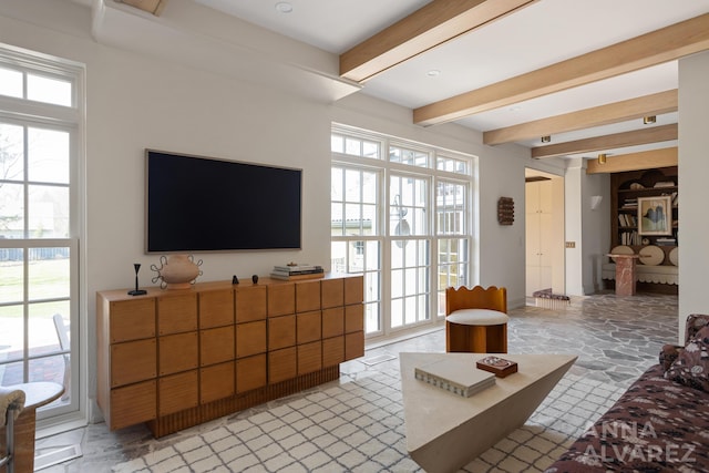 727 Plymouth Rd SE, East Grand Rapids, MI 49506 - living room with beam ceiling