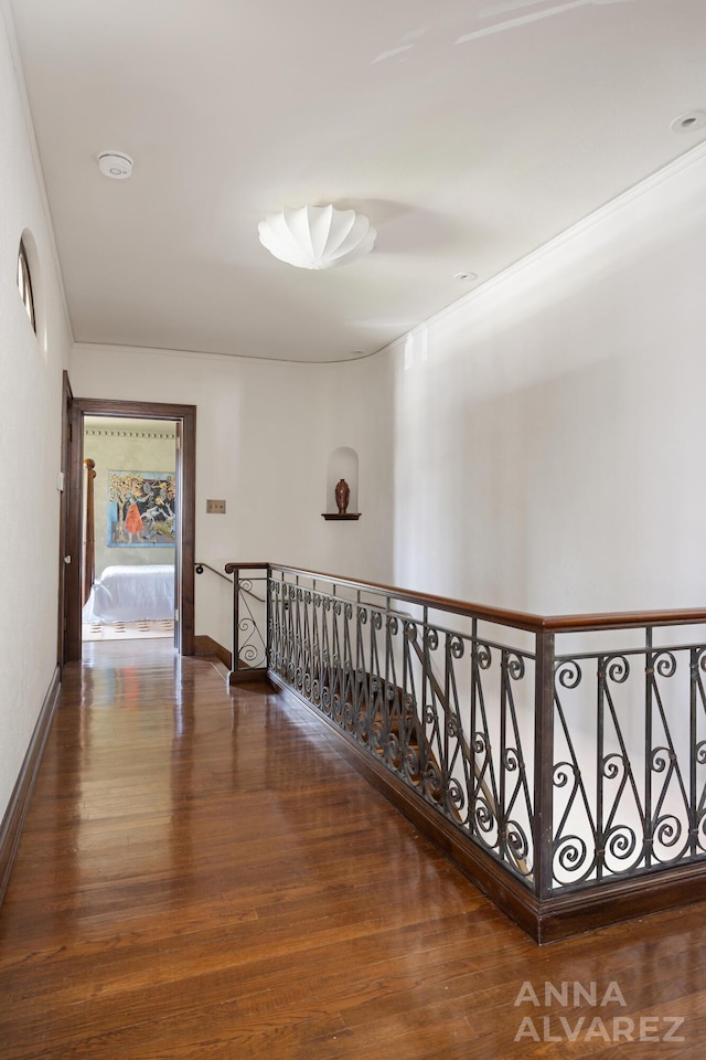 727 Plymouth Rd SE, East Grand Rapids, MI 49506 - hallway with an upstairs landing and wood finished floors