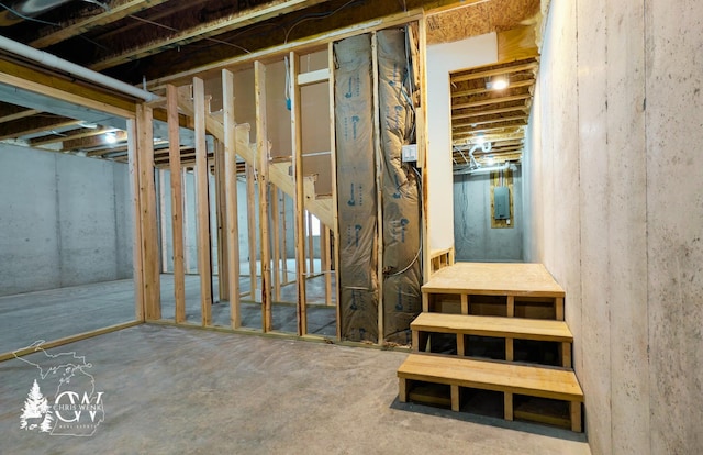 view of unfinished basement