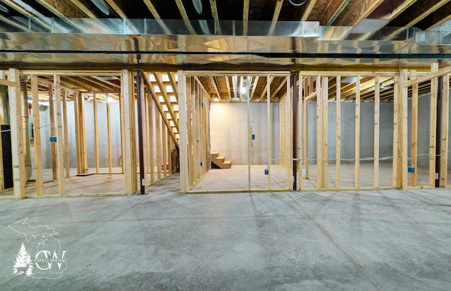 view of unfinished basement