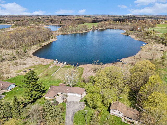 6665 E Lake St, Sand Lake, MI 49343 - birds eye view of property featuring a water view