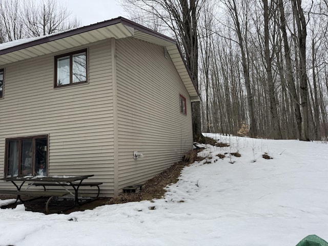 view of snowy exterior