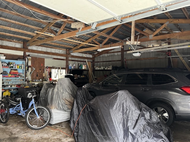 garage featuring metal wall