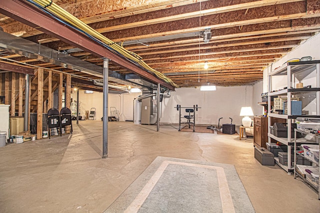 unfinished basement with heating unit