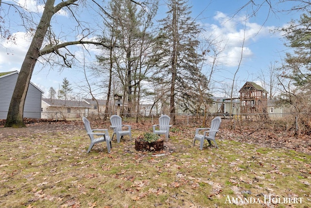 view of yard with fence