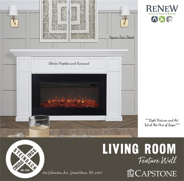 630 Columbus Ave Unit 33, Grand Haven, MI 49417 - details with a lit fireplace and a decorative wall
