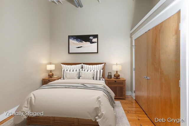 bedroom featuring light wood finished floors