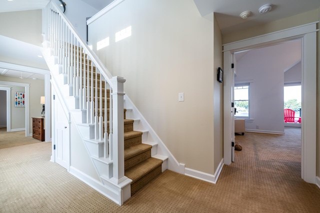 7881 Lakewood Dr, Coloma, MI 49038 - stairs with carpet floors and baseboards