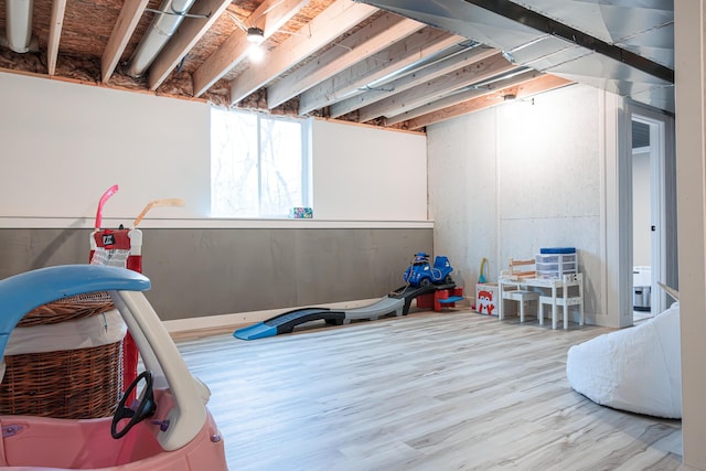 basement featuring wood finished floors