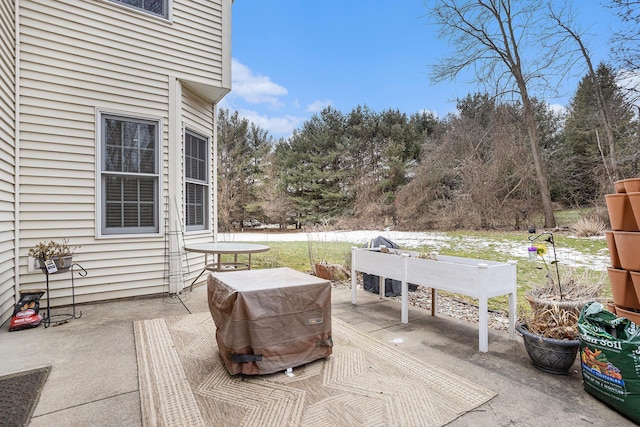 wooden terrace featuring a patio area