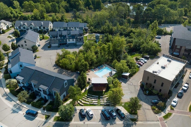 drone / aerial view with a residential view