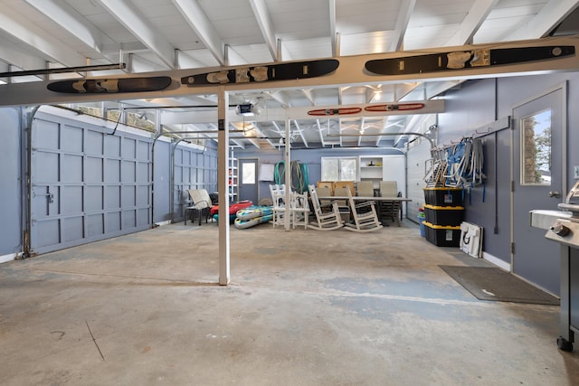 garage with a garage door opener