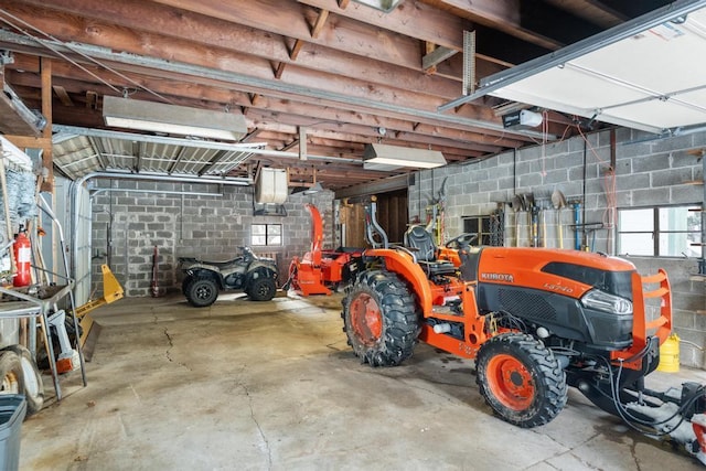 garage with a garage door opener