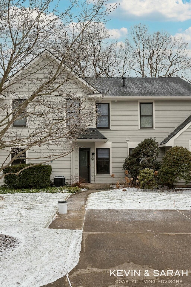 view of front of home with cooling unit