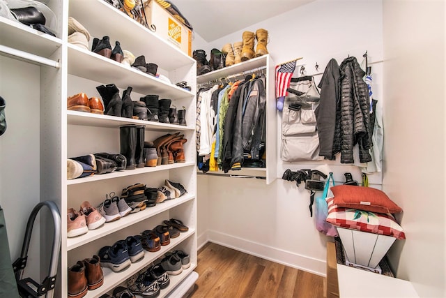 spacious closet featuring wood finished floors