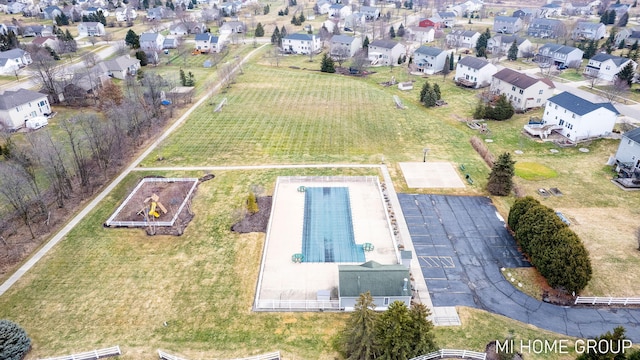 bird's eye view with a residential view