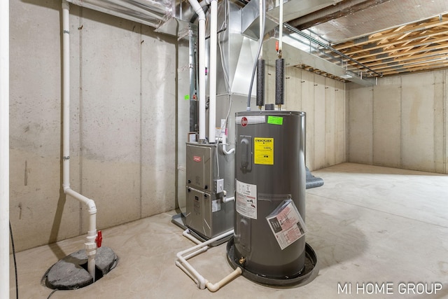 utility room with electric water heater