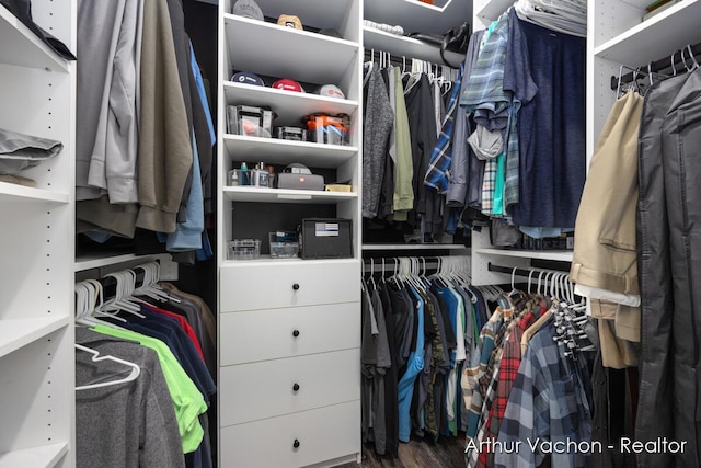 spacious closet featuring wood finished floors