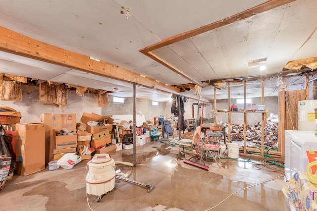 basement featuring water heater