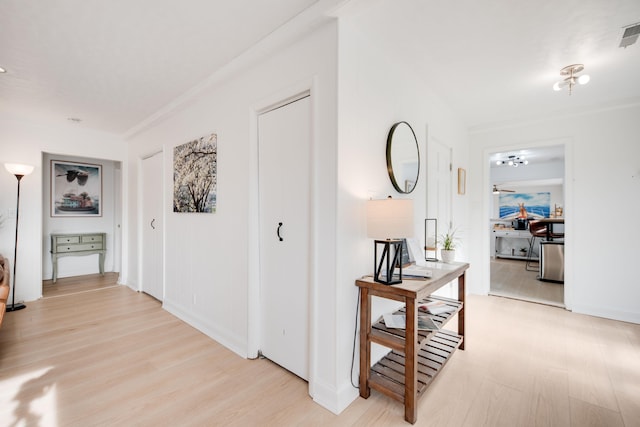 hall featuring light wood-style flooring