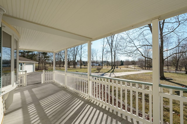 wooden terrace with covered porch