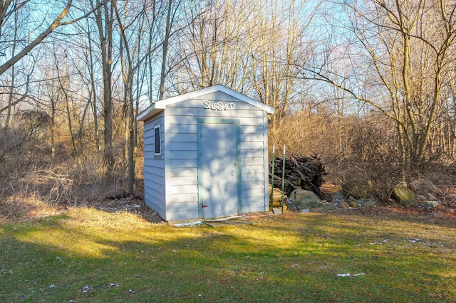 view of shed