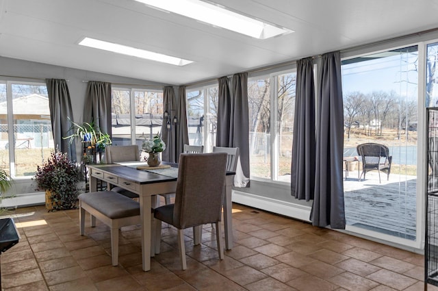 5007 S 42nd St, Climax, MI 49034 - dining room with a skylight, a baseboard heating unit, healthy amount of natural light, vaulted ceiling, and baseboard heating