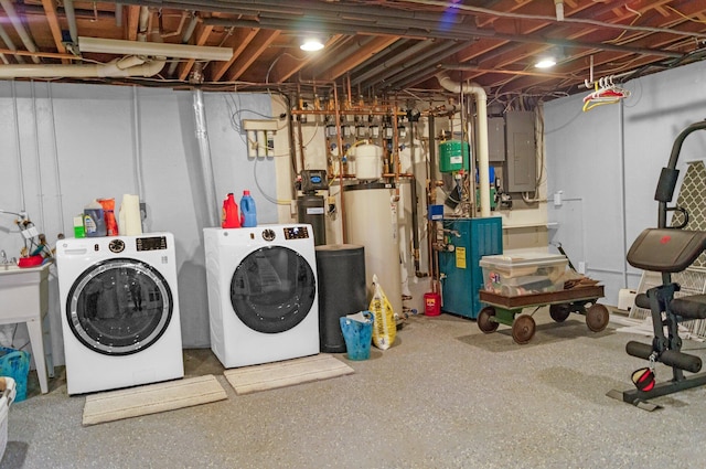 5007 S 42nd St, Climax, MI 49034 - unfinished basement with water heater, independent washer and dryer, electric panel, and a heating unit