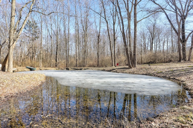 surrounding community with a wooded view