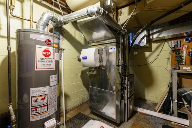 utility room with water heater