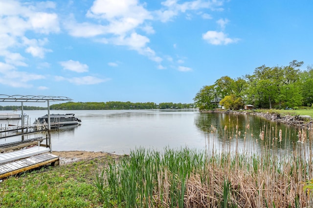 dock area featuring a water view