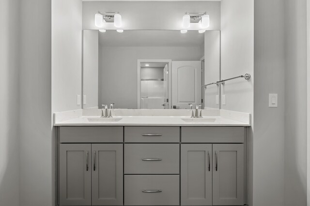 4030 Hollow Wood Dr, Portage, MI 49024 - bathroom featuring double vanity, a sink, and walk in shower