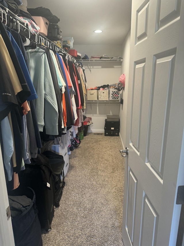 spacious closet with carpet flooring