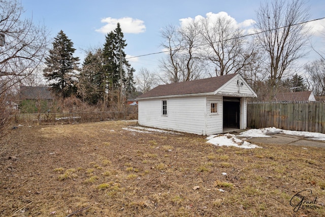 11620 Rossiter St, Detroit, MI 48224 - view of outbuilding with a fenced backyard and an outdoor structure