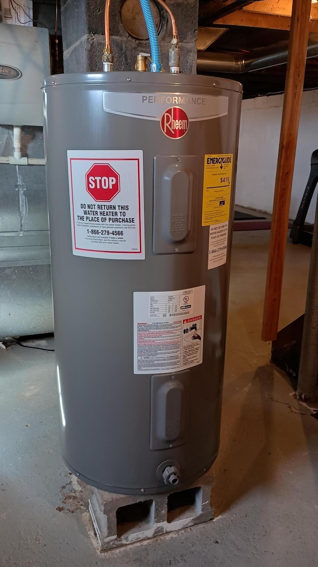 utility room featuring electric water heater